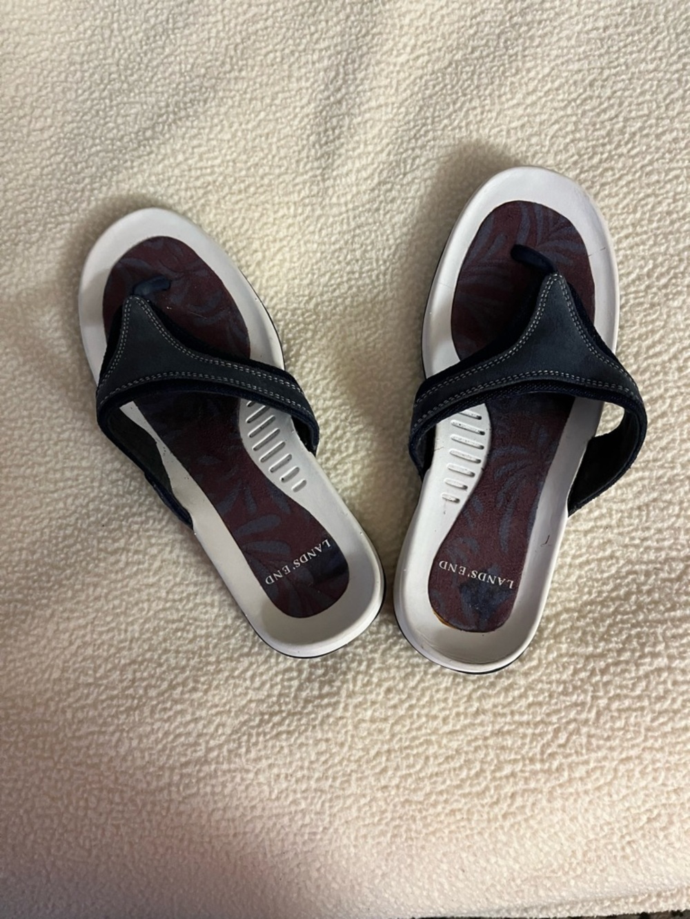 Lands' End Blue and White Women's Thong Sandals